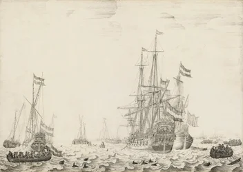 Navios holandeses perto da costa, início da década de 1650